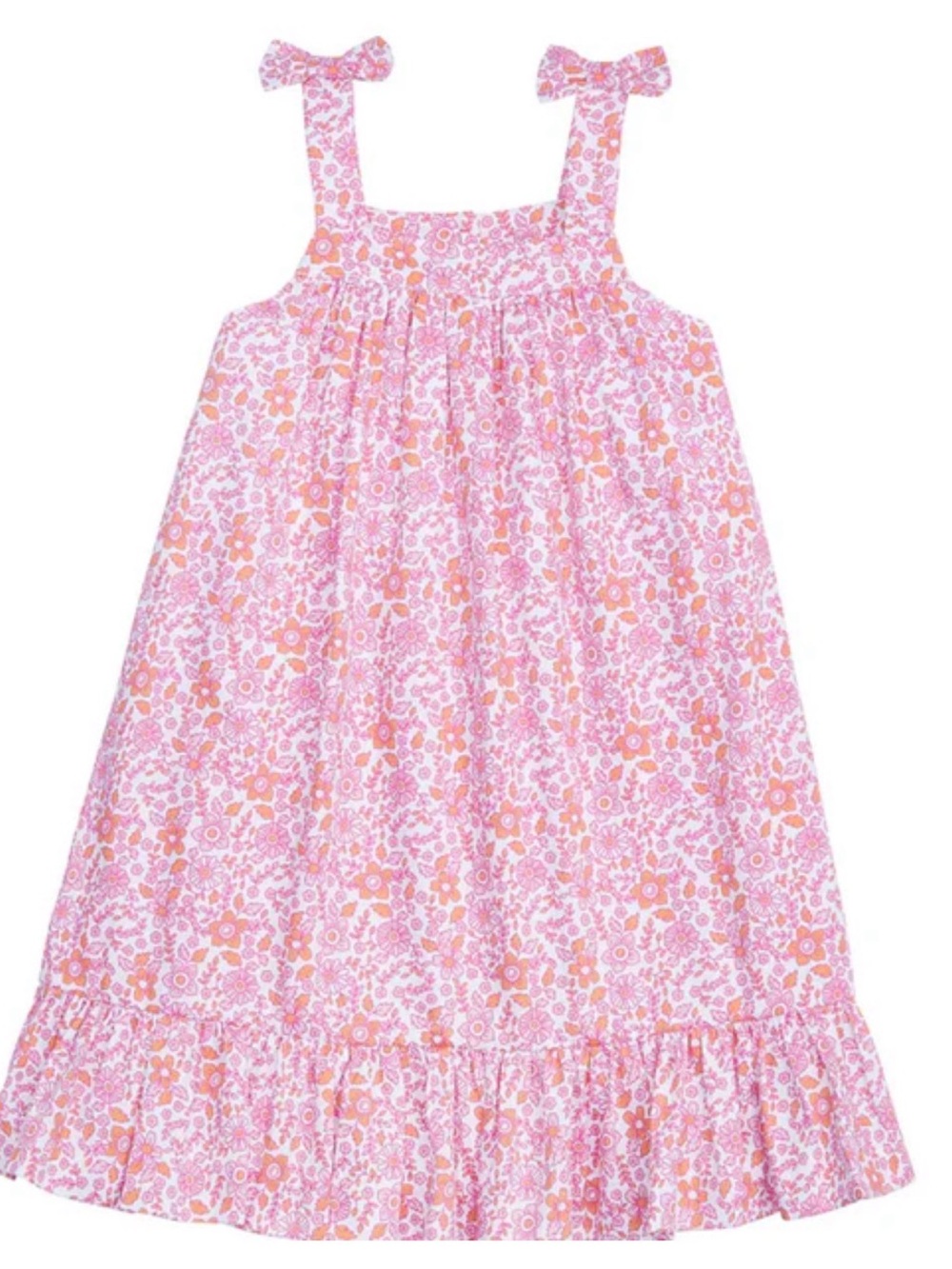 Little English Katherine Bow Dress in Pink and Orange Floral